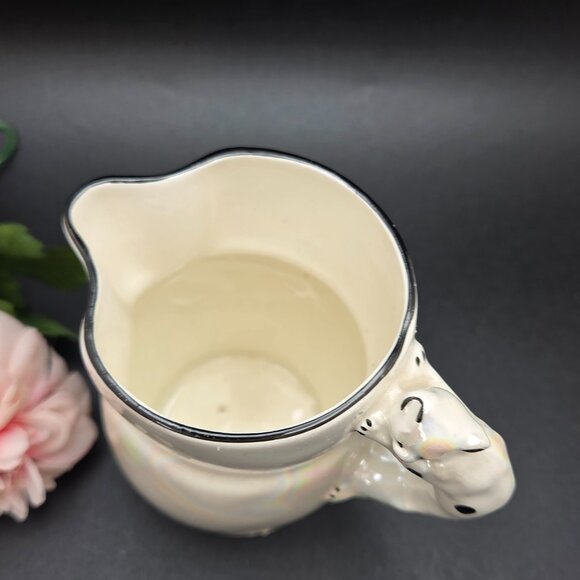Vintage Czechoslovakia Porcelain Pearl Lusterware Cat Handle Pitcher Jug Creamer - Picture 4 of 10